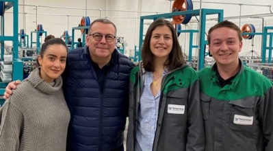 Marie Bello, Directrice G&eacute;n&eacute;rale de Texprotec de Mexico ; Pierre Omerin, Pr&eacute;sident de Texprotec ; Marie Omerin, Responsable Production ; et Cl&eacute;ment Estellon, Responsable Technique.