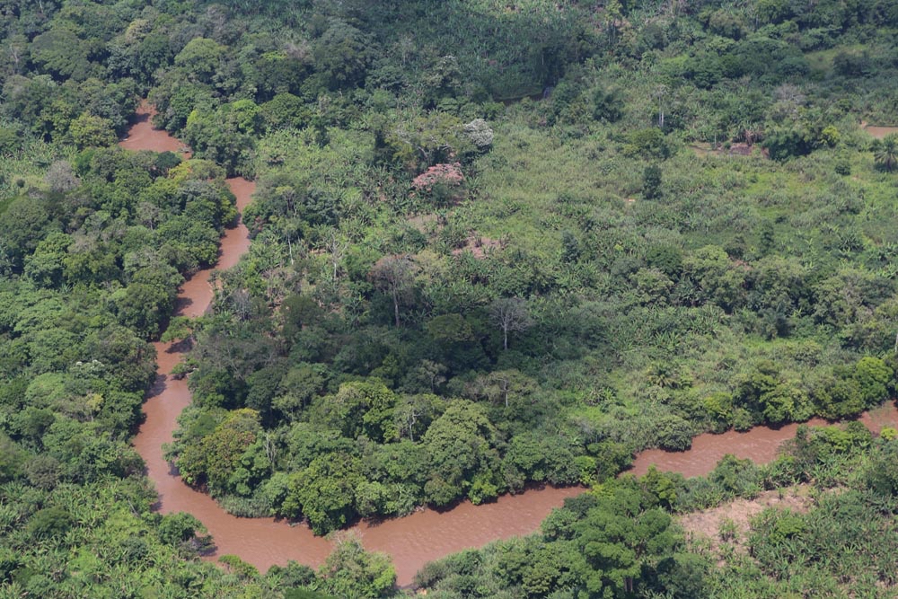 Vue aérienne de la forêt et d’une rivière dans la province du Nord-Kivu, en République Démocratique du Congo (février 2015) - © MONUSCO/Myriam Asmani Vue aérienne de la forêt et d’une rivière dans la province du Nord-Kivu, en République Démocratique du Congo (février 2015) - © MONUSCO/Myriam Asmani