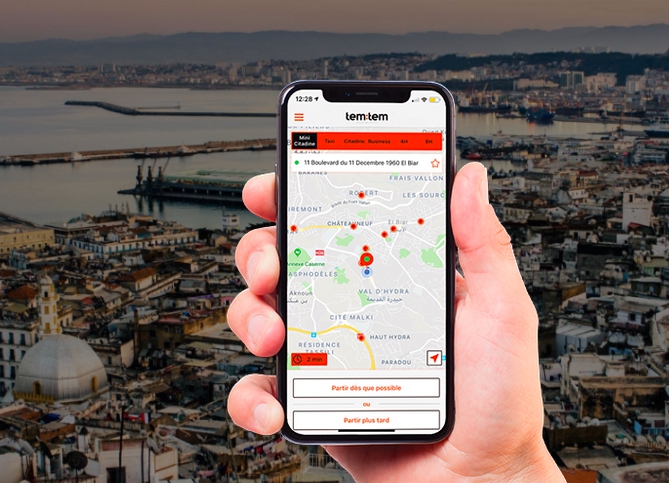 VTC Alg&eacute;rie est l'op&eacute;rateur du service tem:tem, une application de mobilit&eacute; (chauffeurs priv&eacute;s) et de services (livraison) orient&eacute;e &agrave; la fois entreprises et particuliers. - &copy; VTC Alg&eacute;rie